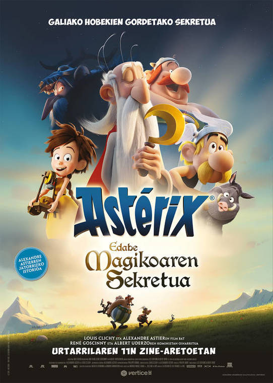 Ostiral honetan, urtarrilaren 11n, estreinatuko da Euskadiko eta Nafarroako zinema-aretoetan “Asterix: edabe magikoaren sekretua” filma euskaraz